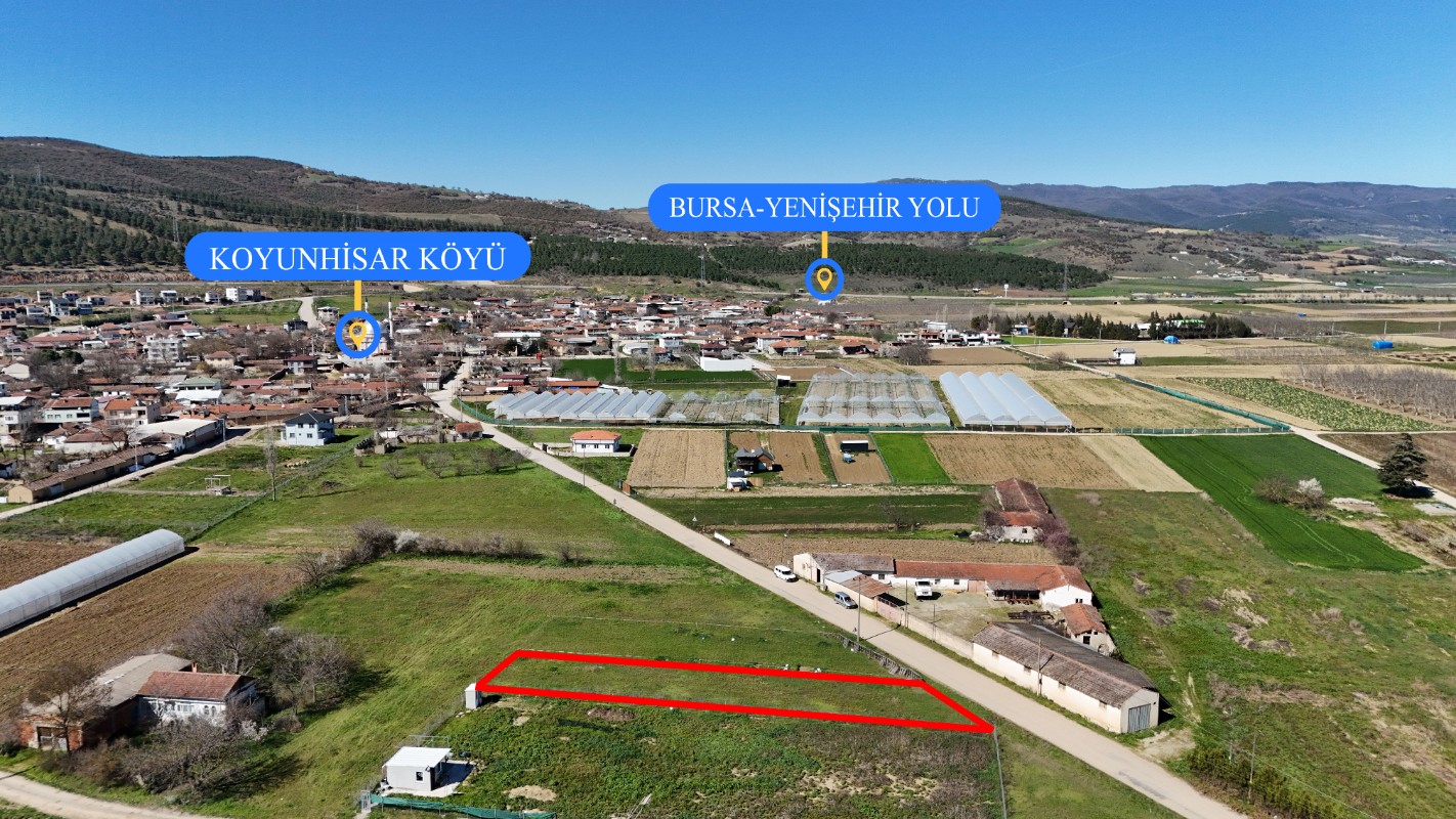 Bursa Yenişehir Koyunhisarda 890 m² Satılık Arsa | Yola Cephe