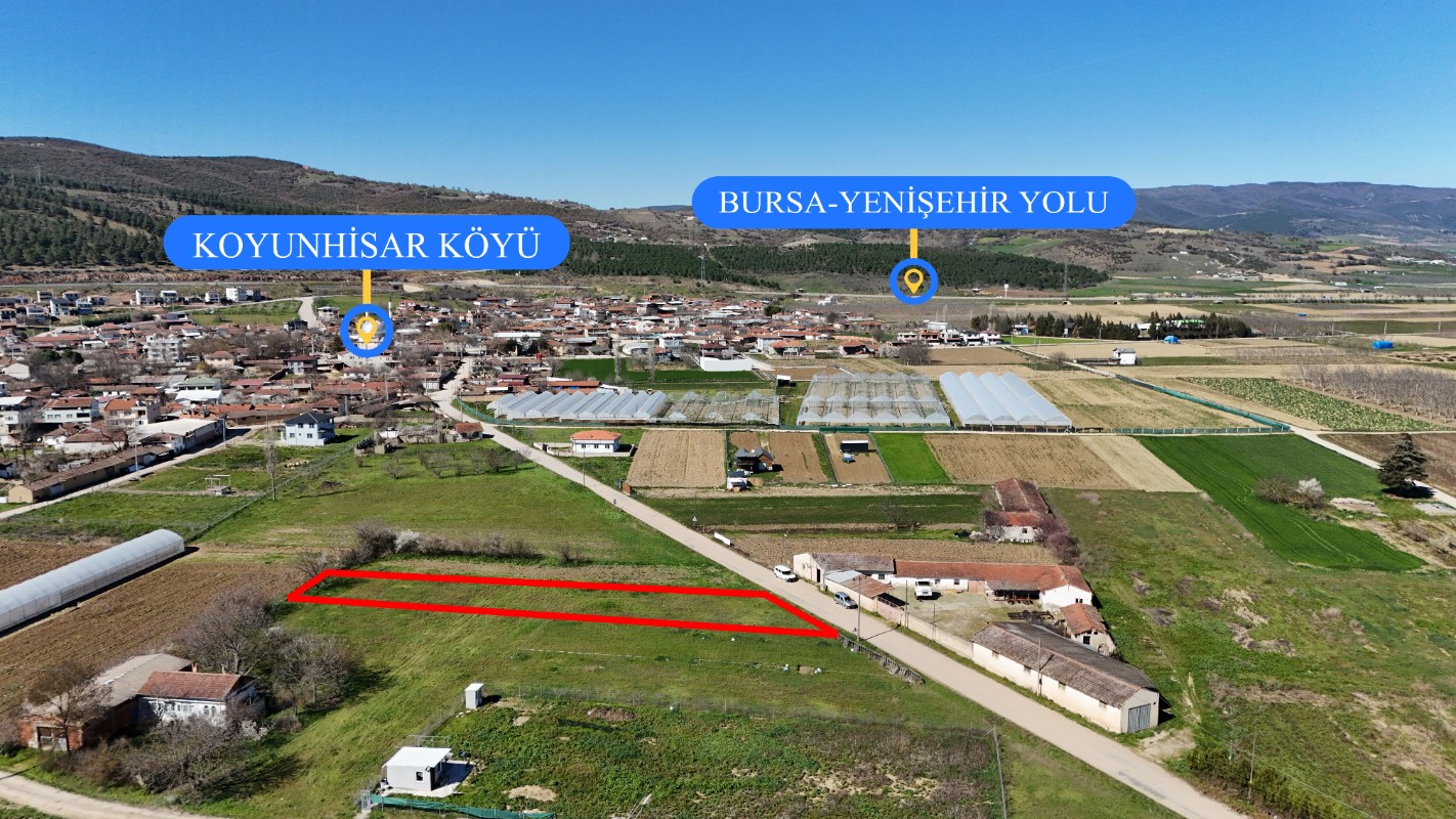 Bursa Yenişehir Koyunhisarda 1.502 m² Satılık Arsa | Yola Cephe
