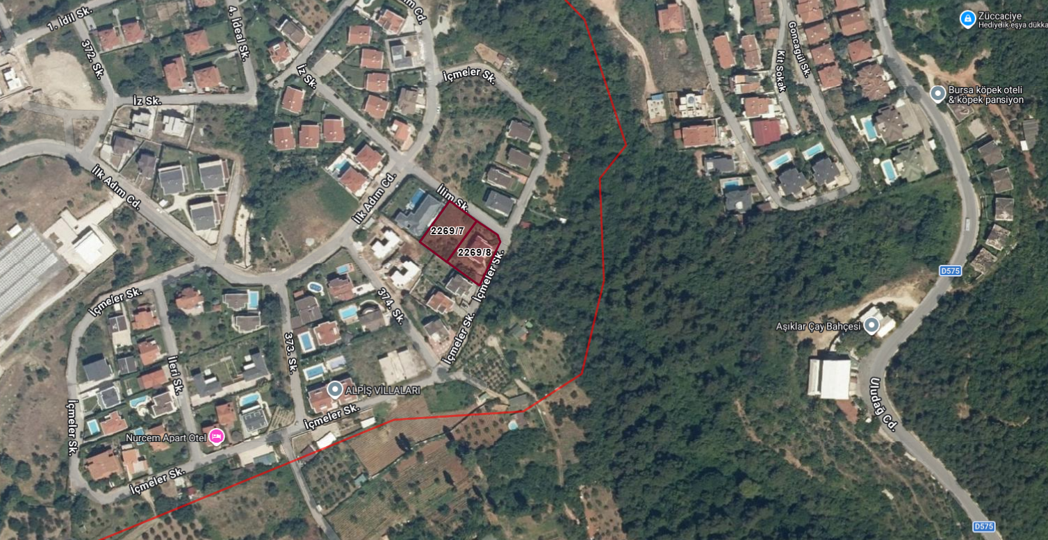 Bursa Doburcada 2 Parsel Üzerinde, 7+1 Villa ve 750 m² Arsa